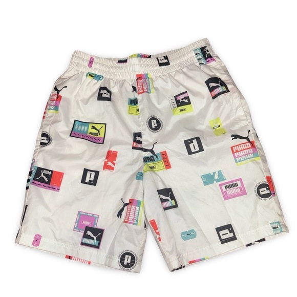 Puma Men's Brand Love All Over Print 8" Woven Shorts Size Medium - Picture 1 of 5
